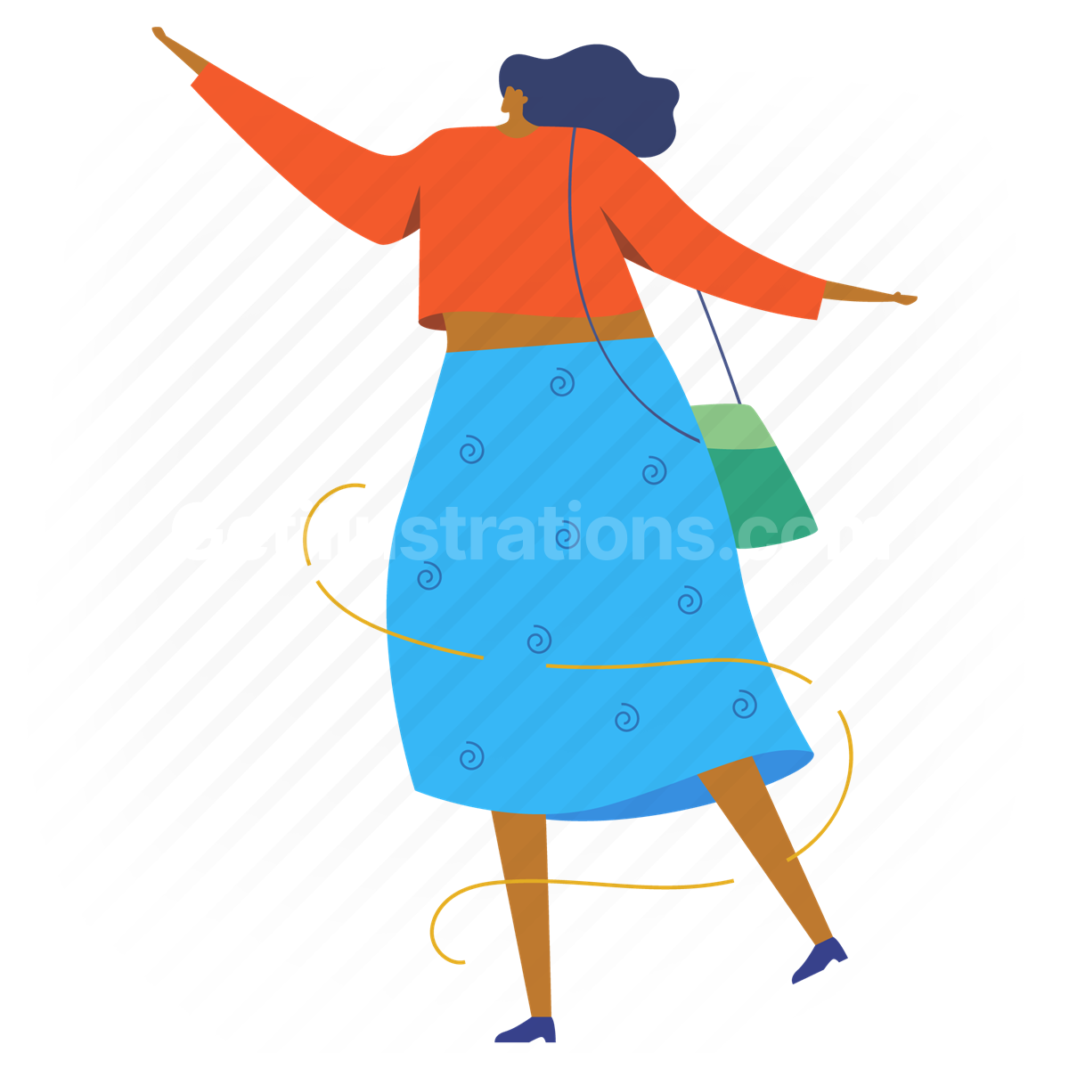 woman, people, person, handbag, bag, avatar, character, stand, pose, stance